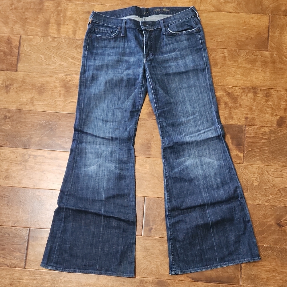 Women's SEVEN FOR ALL MAN KIND Super Flared Jeans Altered SIZE 32